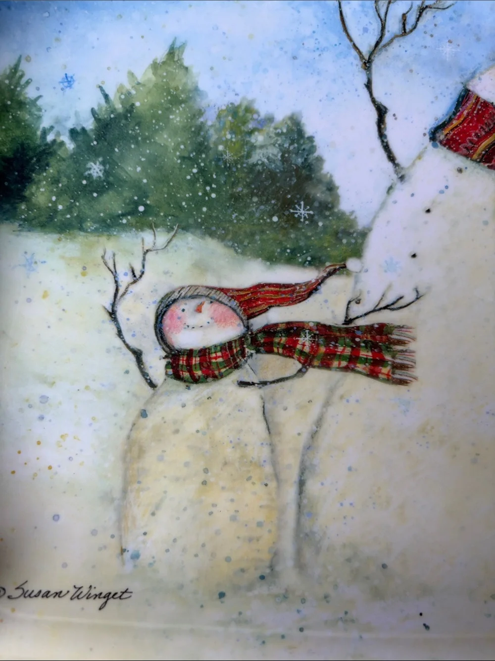 Susan Winget Snowman Ornament Plate